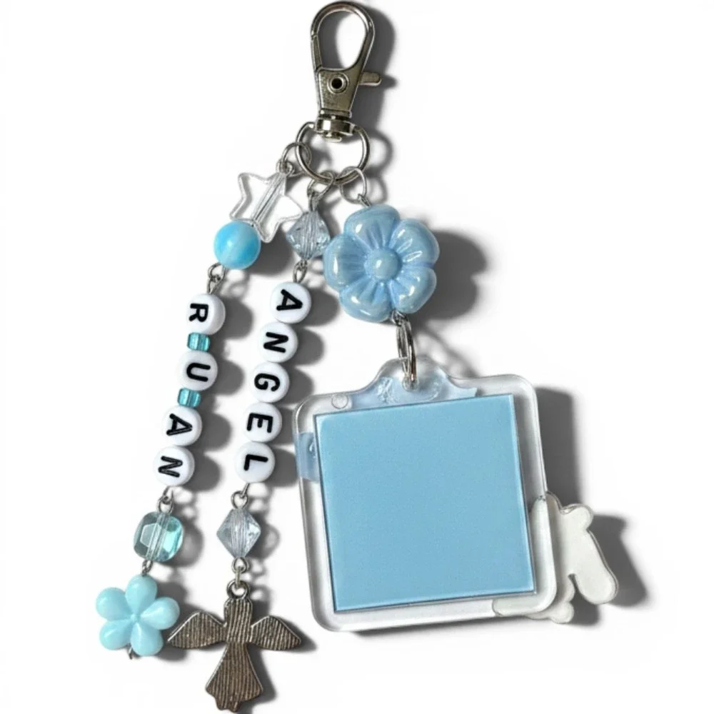 Handmade Padmé Cinnamoroll Beaded Keychain Angel Blue Coquette Bag Charm Y2K
